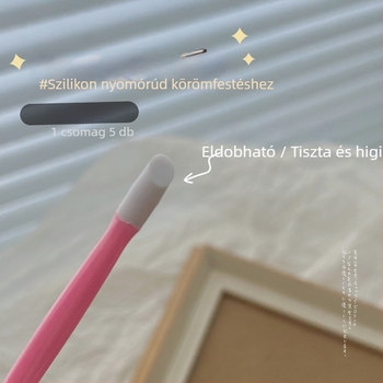 5 darabos szilikon körmökészlet: nyomópálca, egyszer használatos szárított virágos matricák és púder felhordó eszköz