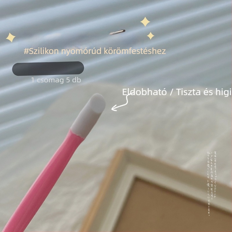 5 darabos szilikon körmökészlet: nyomópálca, egyszer használatos szárított virágos matricák és púder felhordó eszköz
