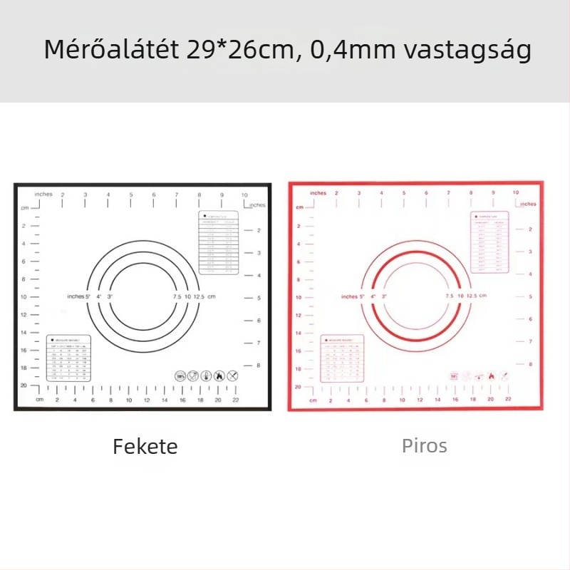 Vastagított, nagy méretű szilikon dagasztó matrac mérőskálával és vágódeszkával