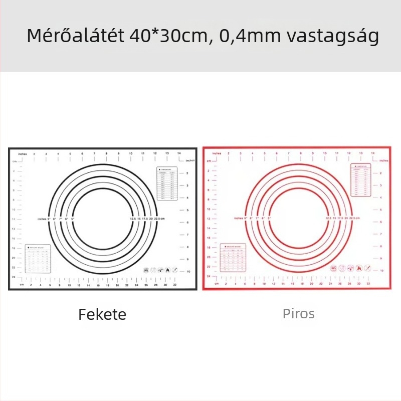 Vastagított, nagy méretű szilikon dagasztó matrac mérőskálával és vágódeszkával