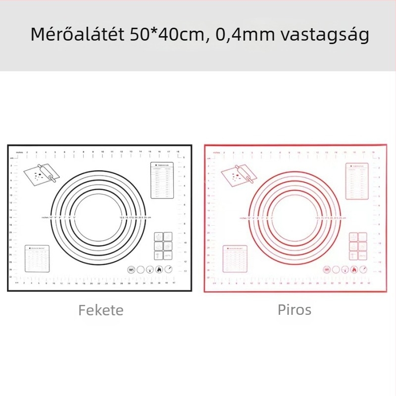 Vastagított, nagy méretű szilikon dagasztó matrac mérőskálával és vágódeszkával