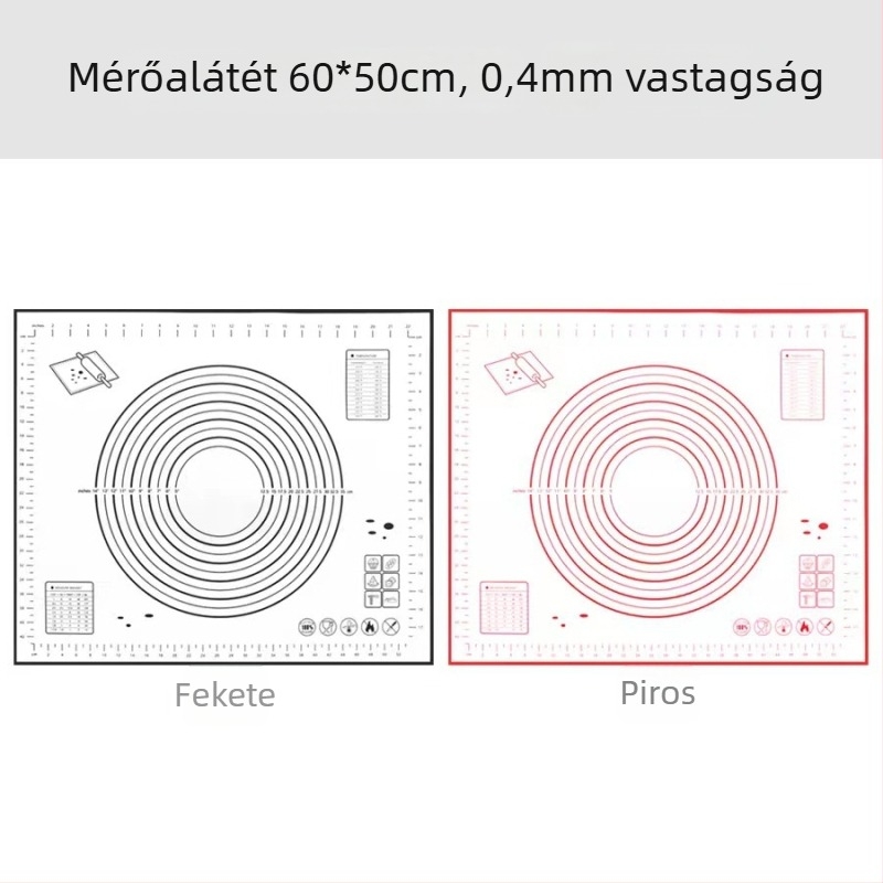 Vastagított, nagy méretű szilikon dagasztó matrac mérőskálával és vágódeszkával
