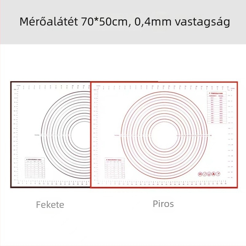 Vastagított, nagy méretű szilikon dagasztó matrac mérőskálával és vágódeszkával