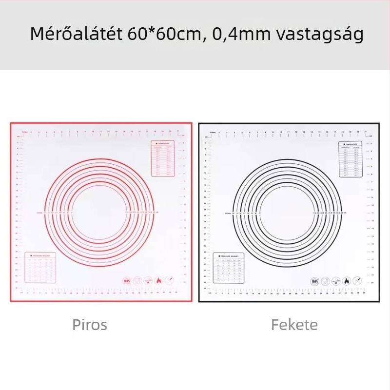 Vastagított, nagy méretű szilikon dagasztó matrac mérőskálával és vágódeszkával