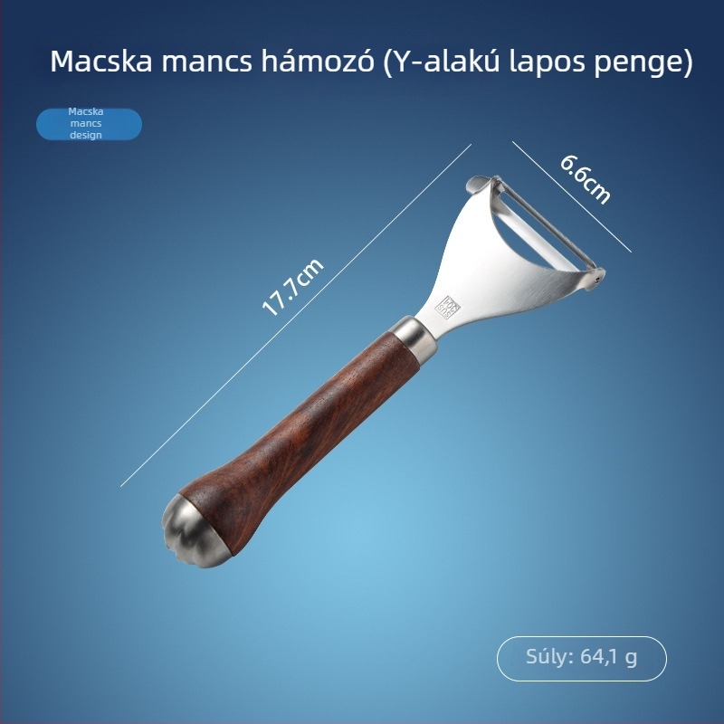 304 rozsdamentes acél gyümölcskanál macska tappancs alakú nyéllel – gyümölcsök kiürítésére, hámozásra és burgonyapüré készítésére