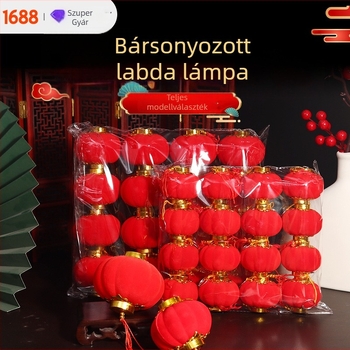 Nagykereskedelmi bolyhos kis lámpások bonsai dekorációhoz, piros lámpák bolyhos golyókkal, Újévi dekoráció
