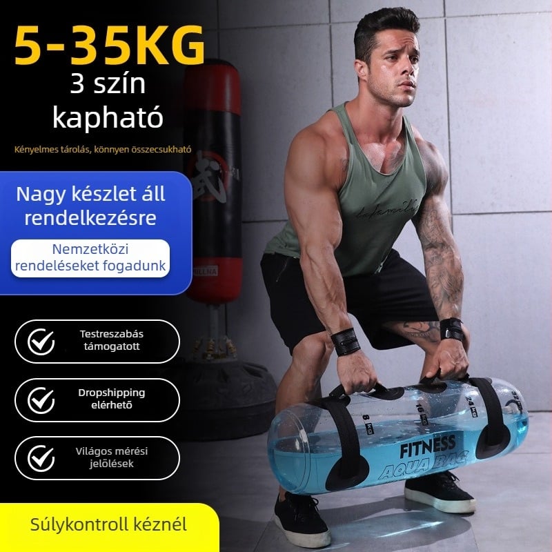 Áttetsző cilindrikus fitnesz táska vízzel töltve, PVC, 1 kg