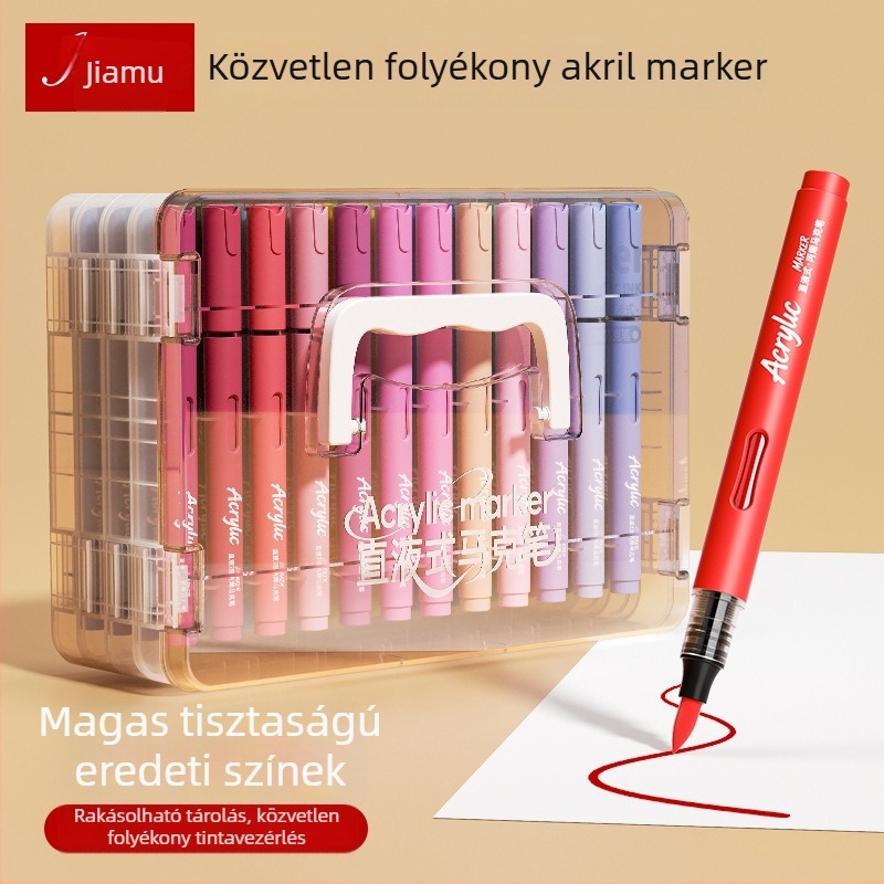 Új közvetlen folyadékú akrilfilc készlet 84 színnel, puha heggyel, iskolai művészethez
