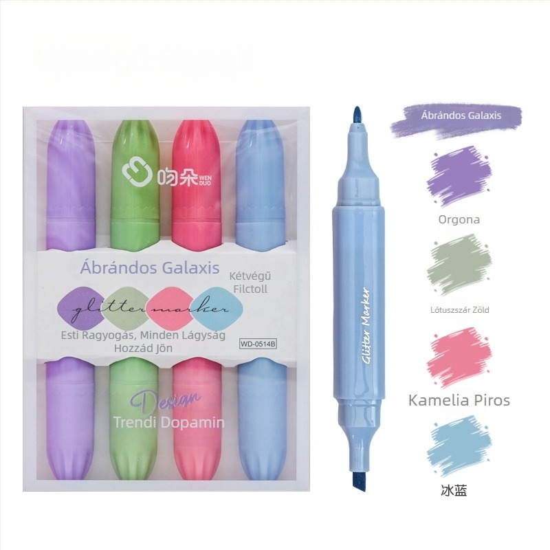 Kétoldalas fluoreszkáló marker toll diákoknak, szemkímélő kiemelés, színes jelölés