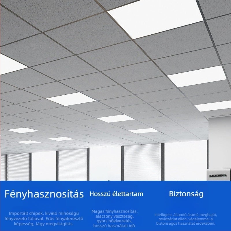 Beépített mennyezeti LED panel 600x600, 60x60, gipszkarton ásványgyapot lemez
