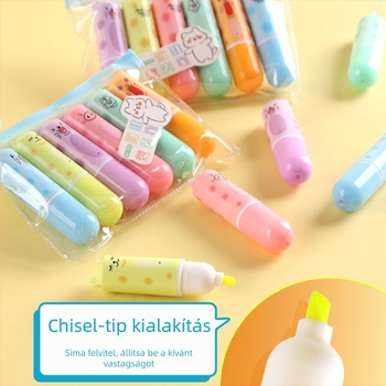 Macskás témájú kiemelő toll, színes jegyzetelő toll naplóíráshoz, ferde hegyű, szemkímélő jelölő toll