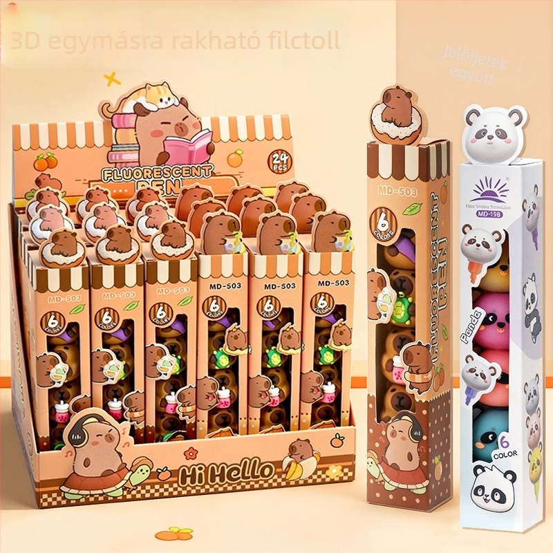 3D patchwork fluoreszkáló tollak, aranyos mesés színek a naplóhoz, diák kiemelő tollak, szemkímélő marker tollak (36 db)