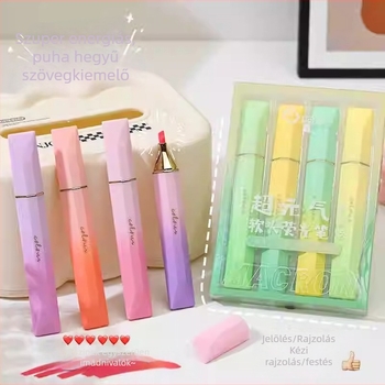 Fluoreszcens jegyzetelő marker, színes marker diákoknak és gyerekeknek, műanyag ház