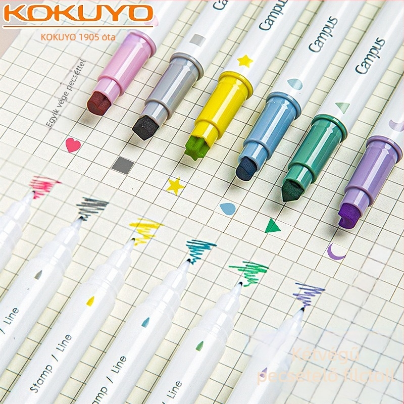 6 darabos Kokuyo kettős fejű jelölőtollak diákoknak, színes jelölők