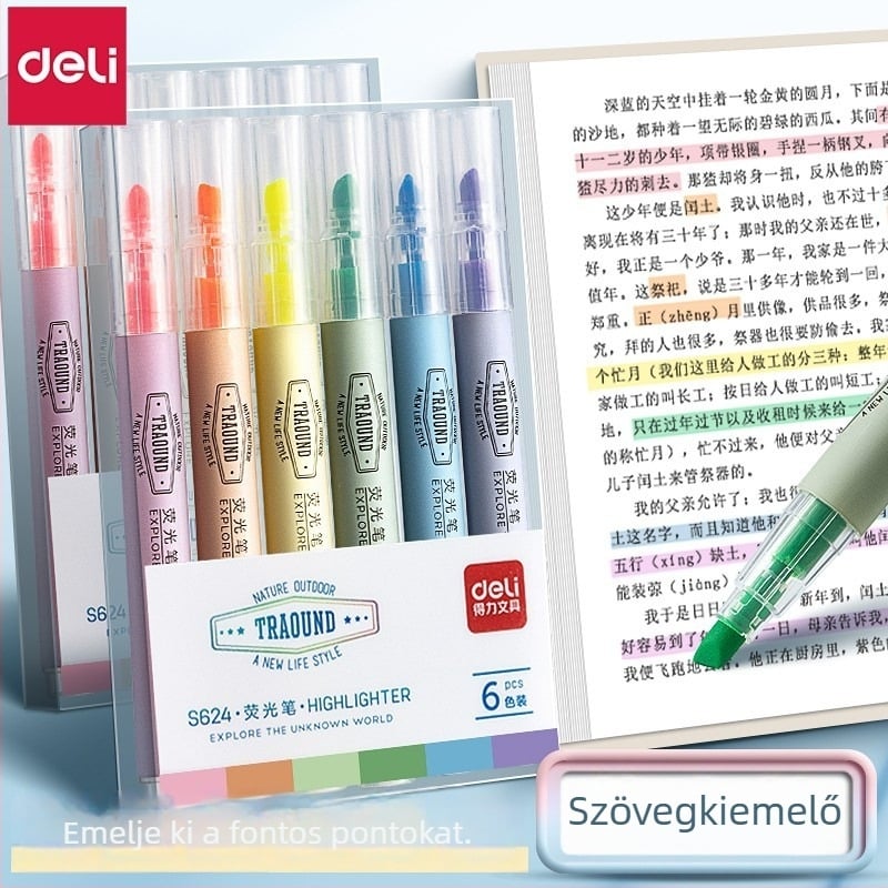 Deli fluoreszcens kiemelő toll diákoknak, színes kiemeléshez, speciális toll naplóíráshoz Morandi színekben