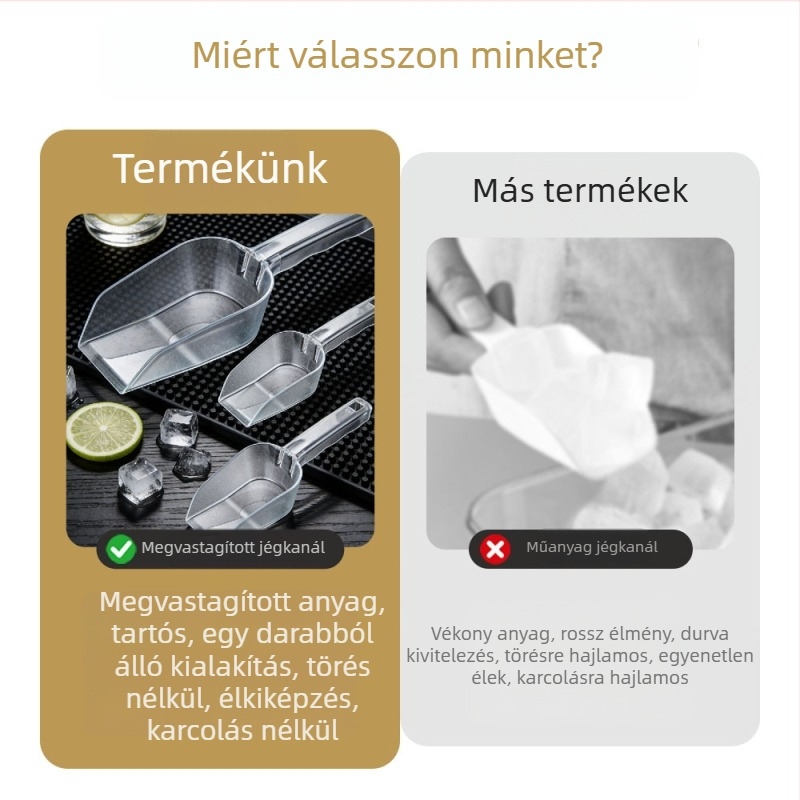 PC műanyag jégkanál, rizs- és gabonakanál, átlátszó nagy popcorn-kanál – konyhai és catering célokra