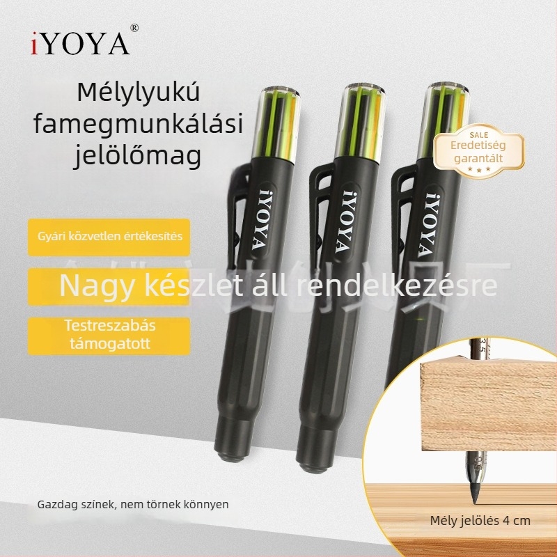 Új, kiváló minőségű famegmunkáláshoz való toll mély lyukakhoz – készlet színes üveg töltetekkel, 1,0 mm heg, 2,8 mm töltet, a negyedik generációs tollmag a jelöléshez