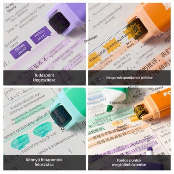 Négy dupla végű kiemelő toll általános iskolásoknak, nem toxikus, színes