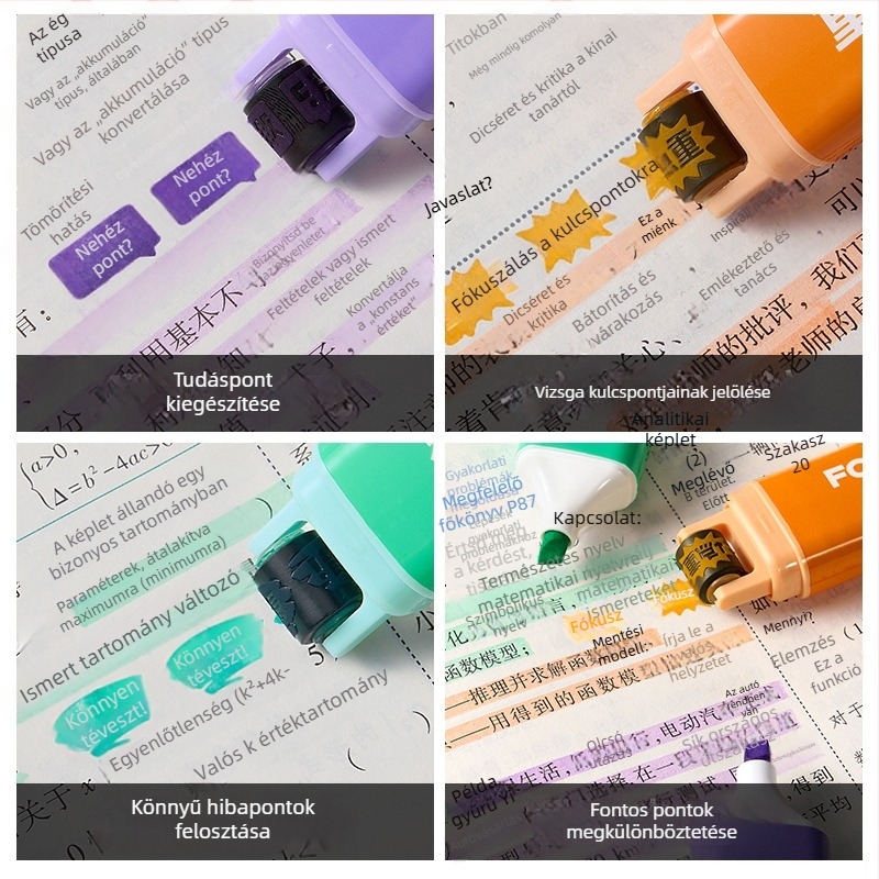 Négy dupla végű kiemelő toll általános iskolásoknak, nem toxikus, színes