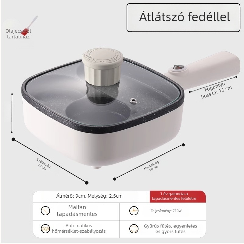Elektromos, tapadásmentes sík serpenyő tojásokhoz és hamburgerekhez, 3-in-1 reggelis serpenyő, négy lyukú tojás sütőeszköz