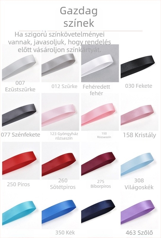 Yao Ming poliészter szatén szalag, 1 cm szélesség, 196 szín, kétoldalas, sima felület, virágcsokrok és ajándékcsomagolás