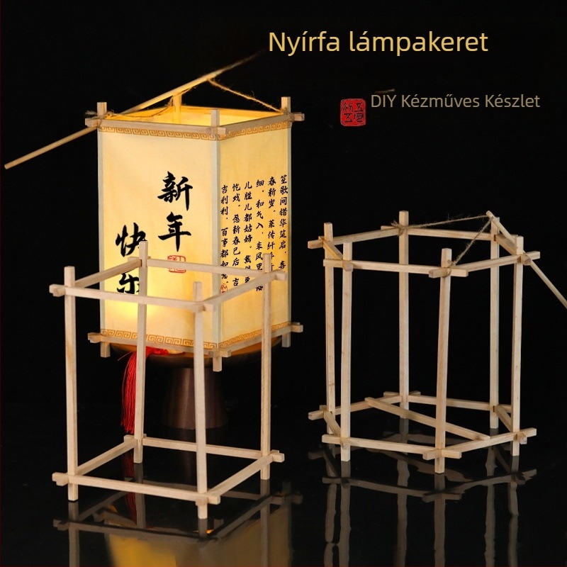 DIY anyagkészlet hagyományos lámpásokhoz mortise- és tenon kötésekkel – négyzet alakú lámpás gyerekeknek és diákoknak