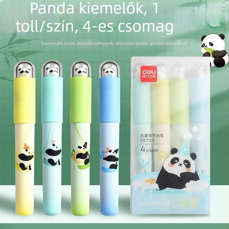 Deli SK233 Panda kiemelő készlet – színes, aranyos tollak diákoknak, naplóíráshoz és jegyzeteléshez