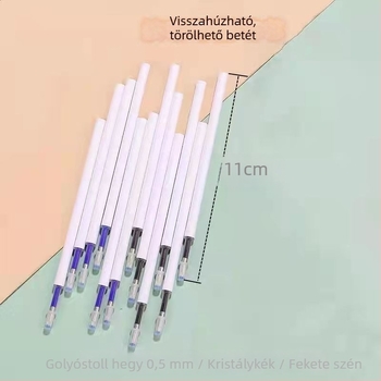 Nyomásra törlő tollbetét, kristálykék, hőérzékeny, 0.5 mm golyófej, szénfekete, varázsradír, semleges