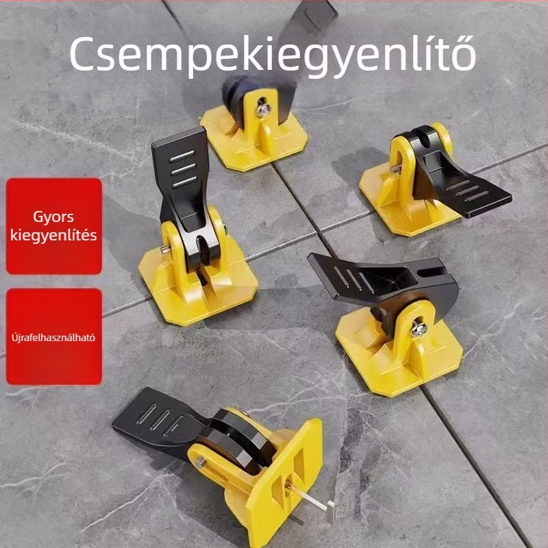 Préselt típusú csempe szintező és pozicionáló eszköz, keresztes szintezővel a burkolólapok lerakásához
