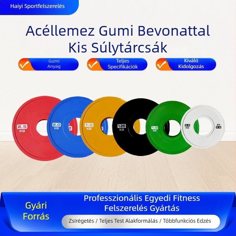 Színes gumírozott acél súlytárcsák nagy középső nyílással