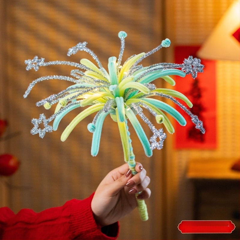 Világító, kézzel készített tűzijáték rudak – DIY dekoráció, Újévi virágcsokor díszei gyerekeknek