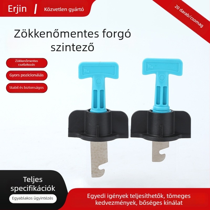 Forgó csempe szintező, szoros fugákhoz, megnövelt modell, cserélhető pengék, újrahasználható, precíziós szintező eszköz