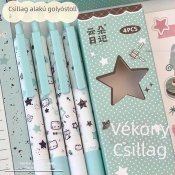 Csillag alakú visszahúzható zselés toll, sima írás, puha fogás, elegáns dizájn