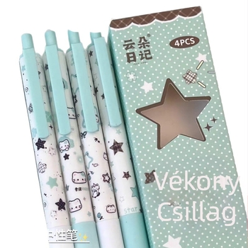 Csillag alakú visszahúzható zselés toll, sima írás, puha fogás, elegáns dizájn