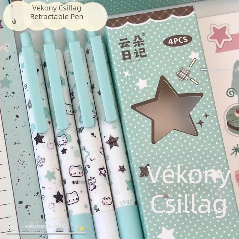 Csillag alakú visszahúzható zselés toll, sima írás, puha fogás, elegáns dizájn