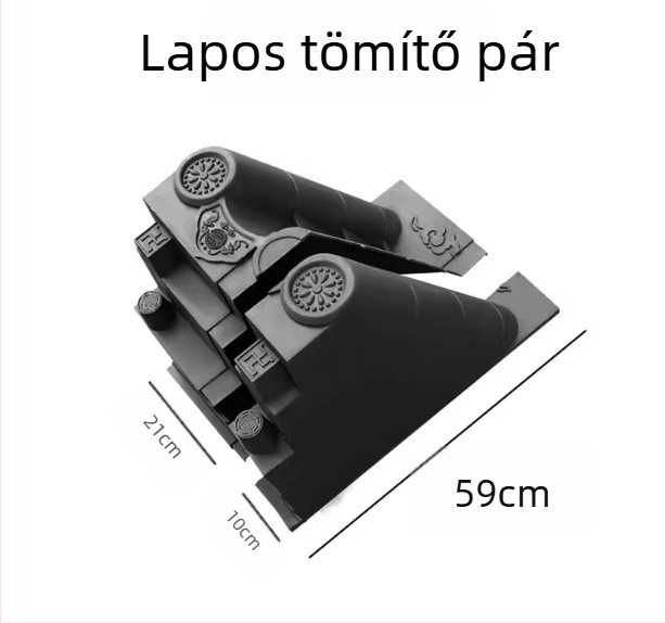 59 cm-es nagy műanyag dekoratív cserép eresz alatti lezáráshoz, keret nélkül, kínai stílusú, antik utánzat