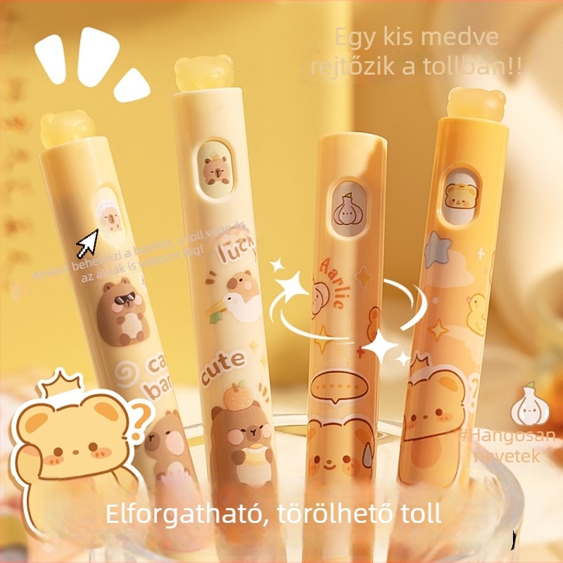 Törölhető toll forgó maggal — aranyos aláíró toll (gel toll / golyóstoll)