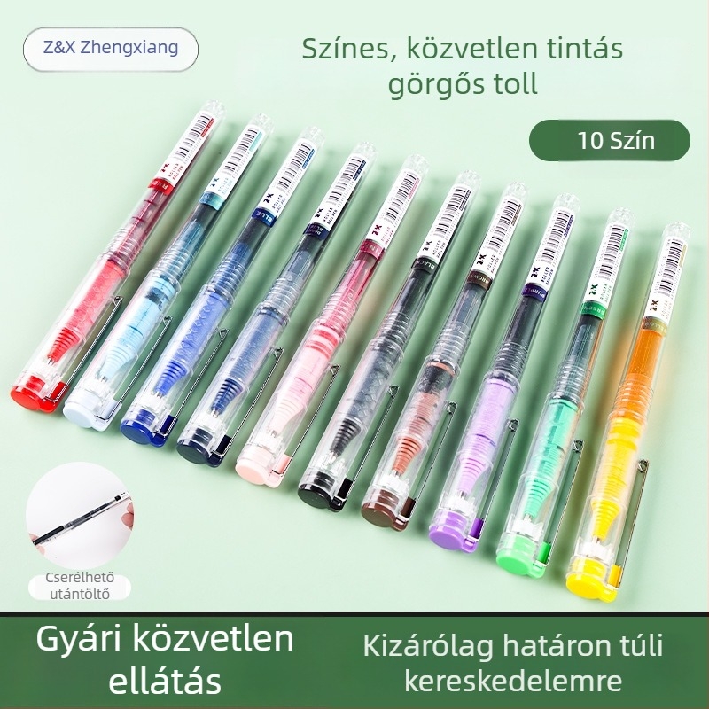 INS-stílusú színes zselés toll 0,7 mm-es golyófejjel, nagy kapacitású, cserélhető töltet