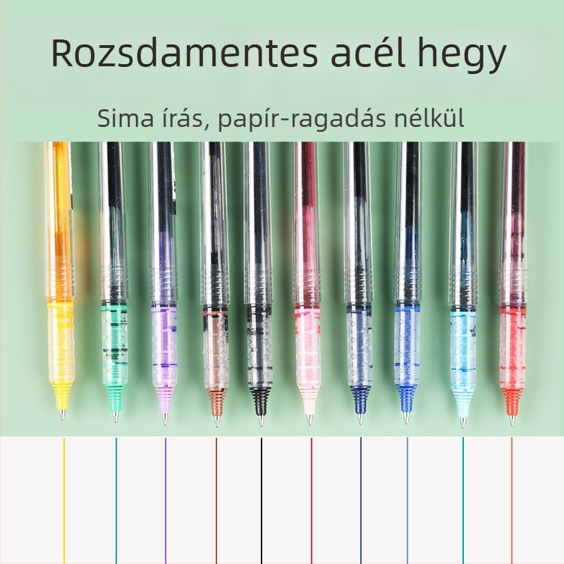INS-stílusú színes zselés toll 0,7 mm-es golyófejjel, nagy kapacitású, cserélhető töltet