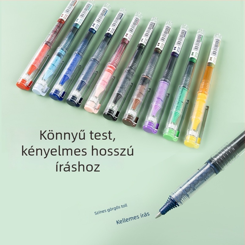 INS-stílusú színes zselés toll 0,7 mm-es golyófejjel, nagy kapacitású, cserélhető töltet