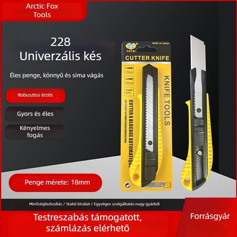 Fin fogú vágókés, nagy méret, csúszásmentes markolat, fekete penge – tapéta vágó eszköz, ultraéles