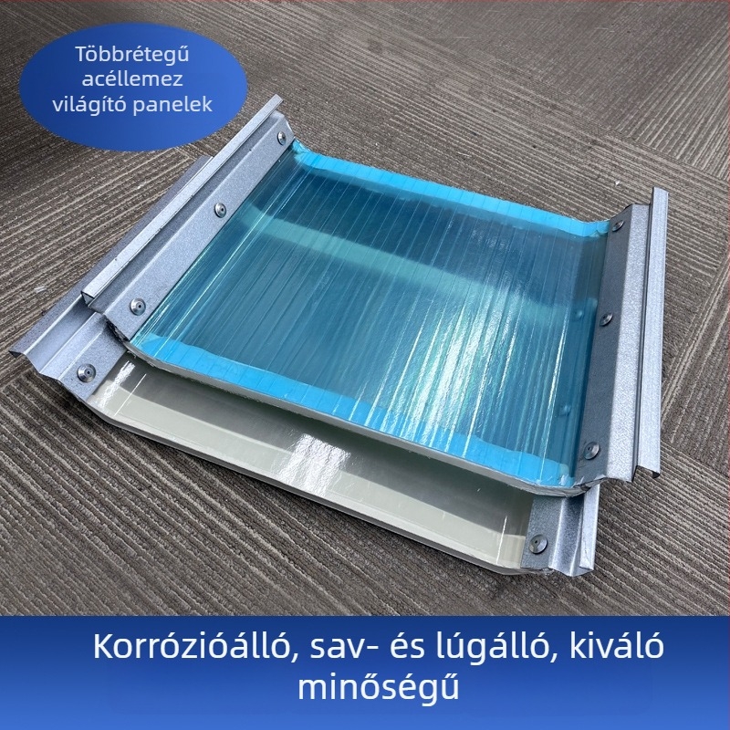 Kétoldalas üveges színes acél tetőpanel, lángálló, hő- és saválló, nagy átlátszóságú