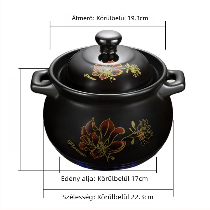 Új kerámia edény nyílt lánghoz, hőálló leveses fazék nagy kapacitással