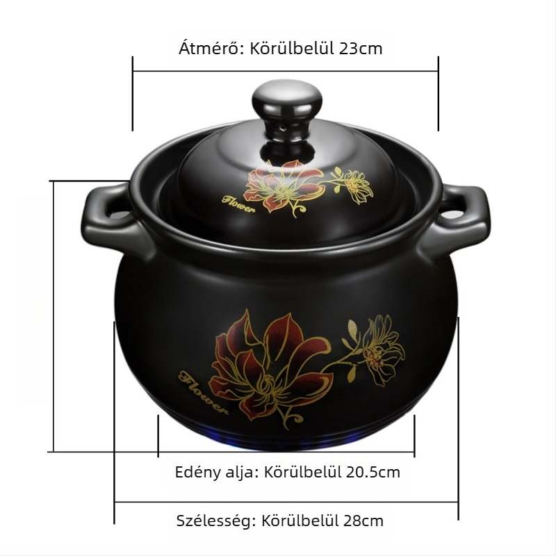 Új kerámia edény nyílt lánghoz, hőálló leveses fazék nagy kapacitással