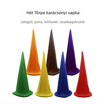 Hét törpe karácsonyi sapkák – színes fejfedők bulikhoz és fotózáshoz (piros, sárga, kék, zöld, narancs, lila, barna)