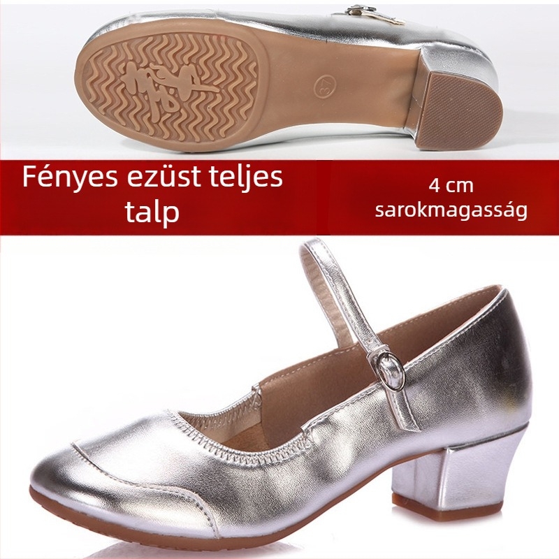Női tánccipő puha talppal, új négyévszakos, középmagas sarokkal, négyszögletes tánccipő edzői gyakorlócipő, matróz társastánc cipő