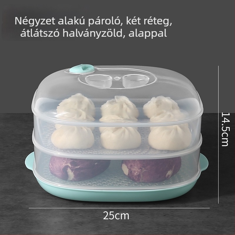 Mikrohullámú sütőhöz készült gőzölős doboz fedővel — több rétegű gőzölő tál ételek melegítésére