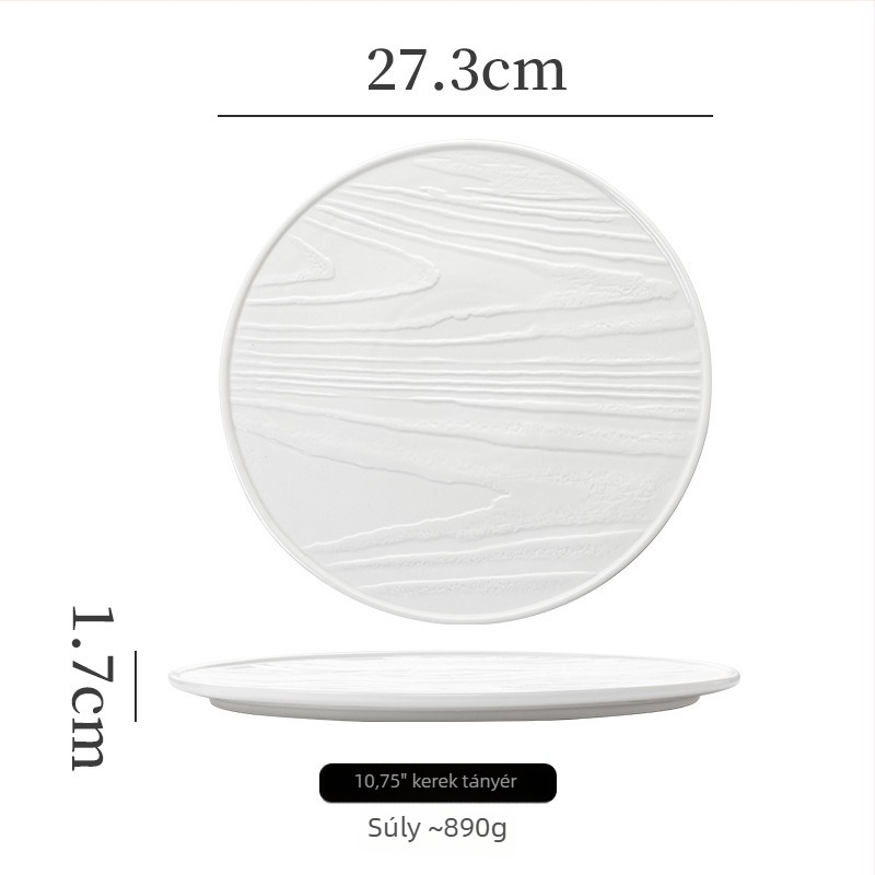 Tiszta fehér porcelán lapos tál fa mintázattal – desszert bemutató tál, nyársas tál és dim sum tál