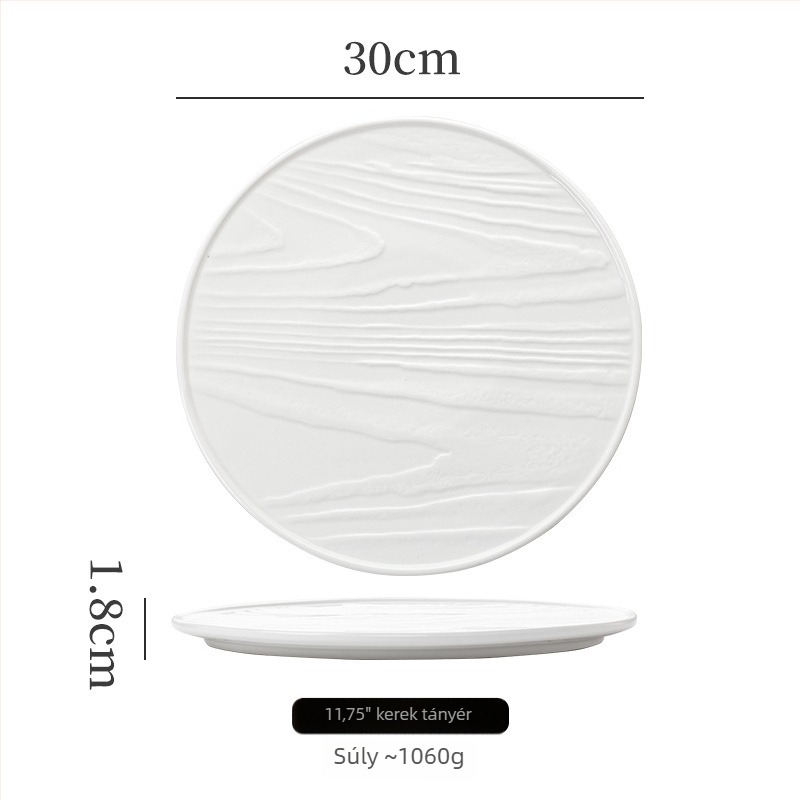 Tiszta fehér porcelán lapos tál fa mintázattal – desszert bemutató tál, nyársas tál és dim sum tál