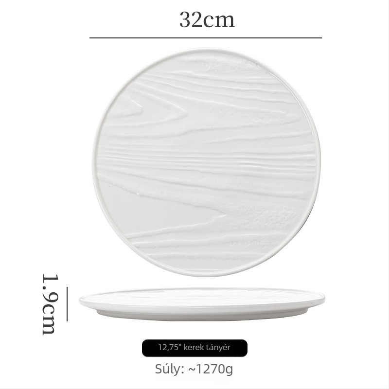 Tiszta fehér porcelán lapos tál fa mintázattal – desszert bemutató tál, nyársas tál és dim sum tál